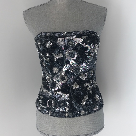 Oleg Cassini Tops - Black Sequins Bustier